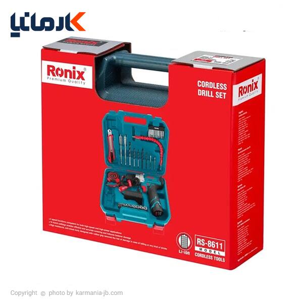 کیت دریل شارژی چکشی 12 ولت 35 پارچه رونیکس مدل RS-8611