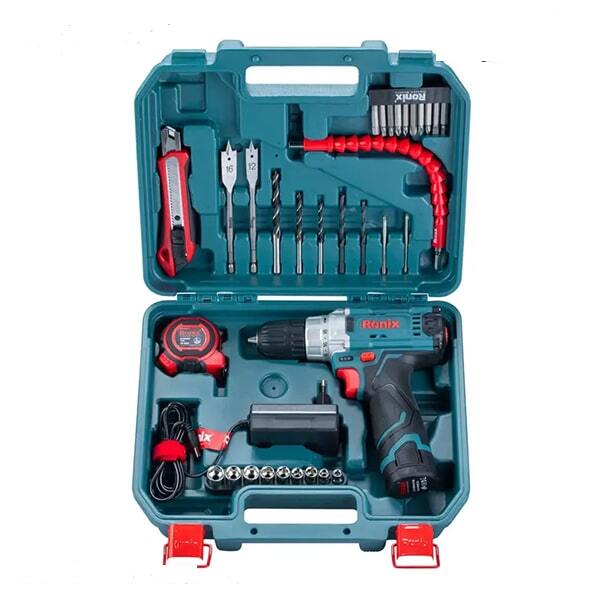 کیت دریل شارژی چکشی 12 ولت 35 پارچه رونیکس مدل RS-8611